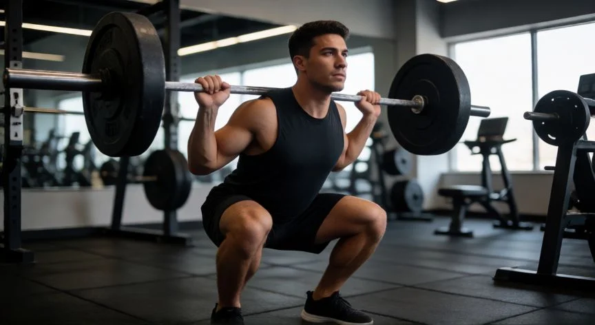 Técnica correcta de la sentadilla con barra libre en el gimnasio