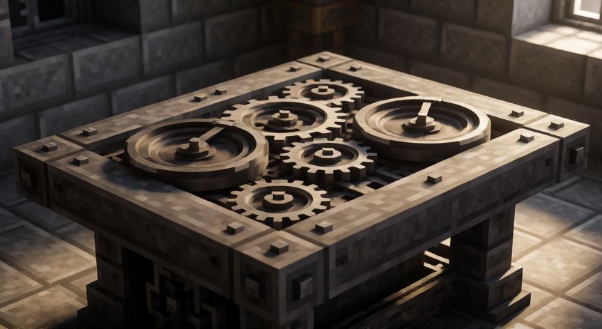 como hacer cada mesa de trabajo en minecraft, Mesa de engranajes mecánica con componentes de hierro y cuarzo