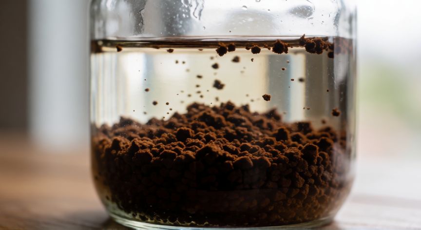 como hacer cafe cold brew, Mezclando café molido grueso con agua fría para preparar cold brew