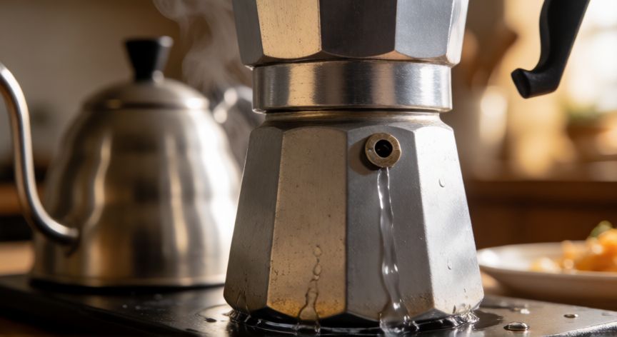 como hacer café con cafetera italiana de 4 tazas, Rellenando la olla inferior de una cafetera italiana con agua fría