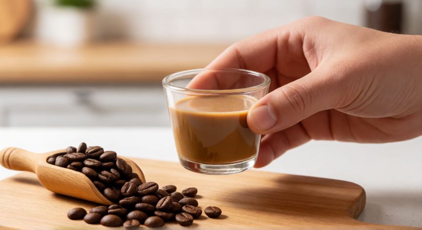 como hacer cafe descafeinado, Taza de café preparado mediante el método de infusión doble para reducir cafeína