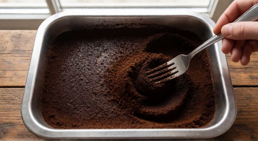 como hacer cafe granizado en casa, Proceso de raspado del café granizado en bandeja metálica