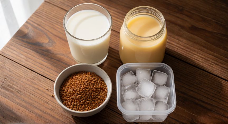 como hacer cafe helado con nescafe, Ingredientes para preparar café helado con Nescafé