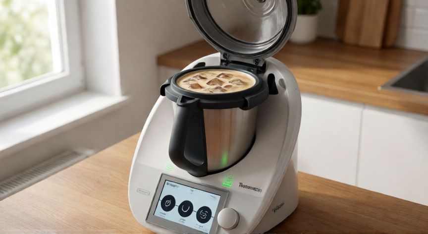 como hacer cafe helado en thermomix, Thermomix preparando café helado cremoso con hielo