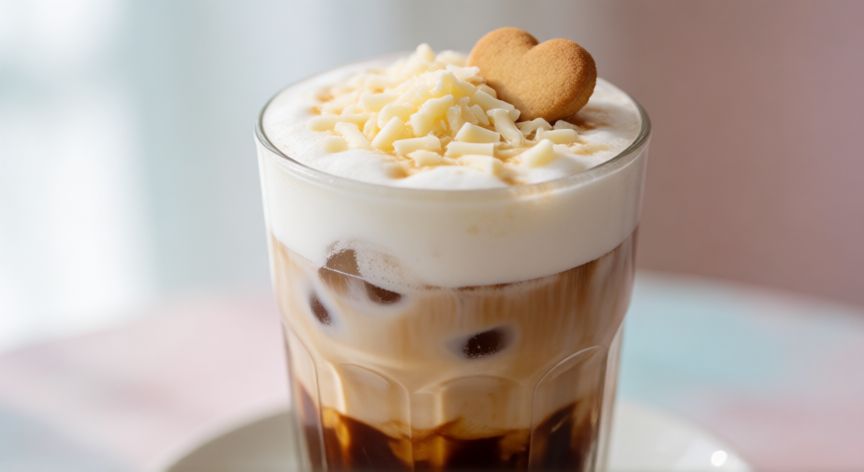 cómo hacer café kawaii, Copa de café kawai con capas y decoración tierna en vaso transparente