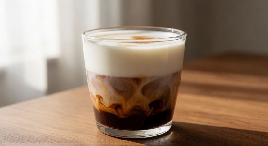 como hacer cafe lagrima, Café Lágrima terminado con capas visibles