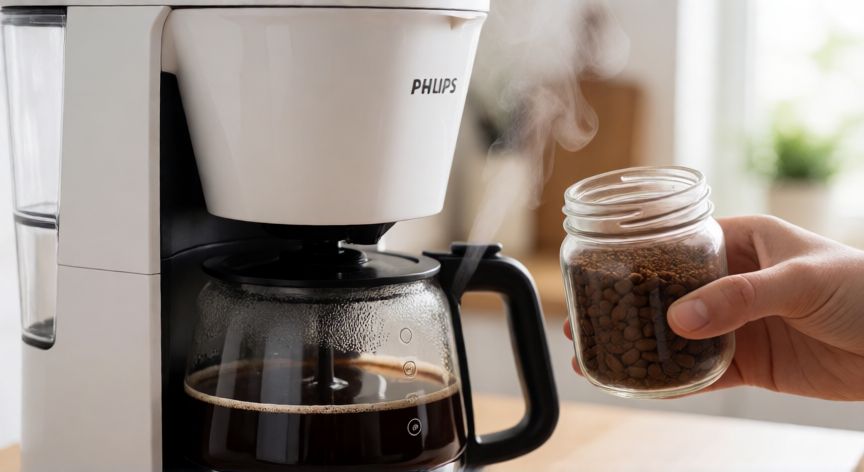 como hacer cafe molido en cafetera philips, Cafetera Philips de goteo con café molido listo para preparar