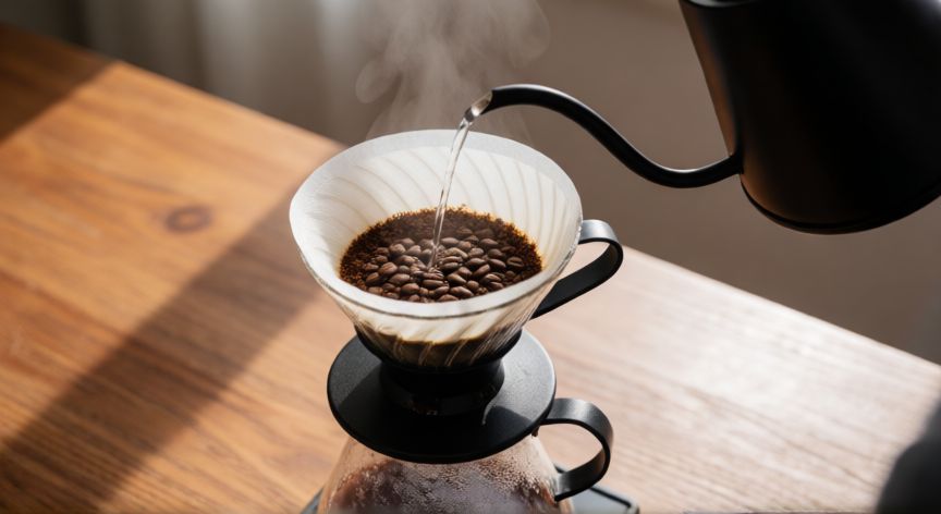 como hacer cafe natural, Moldeando el sabor: técnica de vertido en cafetera V60