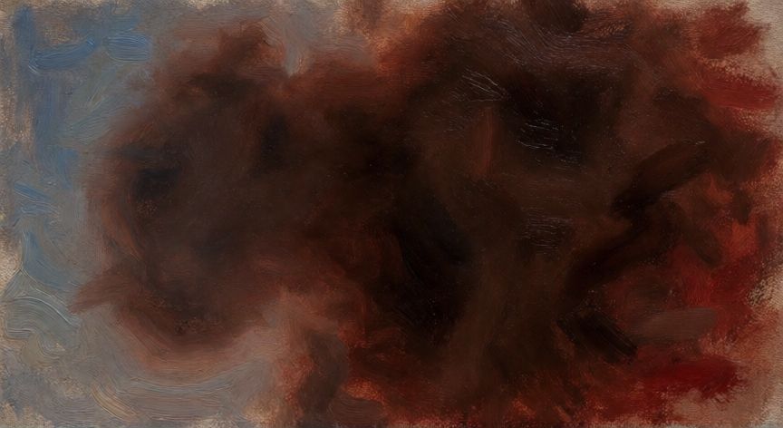 como hacer cafe oscuro con colores primarios, Estudio de sombras en café oscuro con pinceladas que muestran matices cálidos y fríos