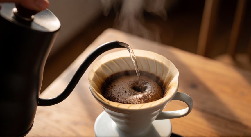 como hacer cafe para 1 persona, Preparación de café con método V60 para una persona