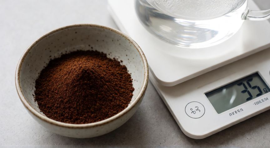 como hacer cafe para 3 personas, Medición precisa de café molido para preparar tres tazas