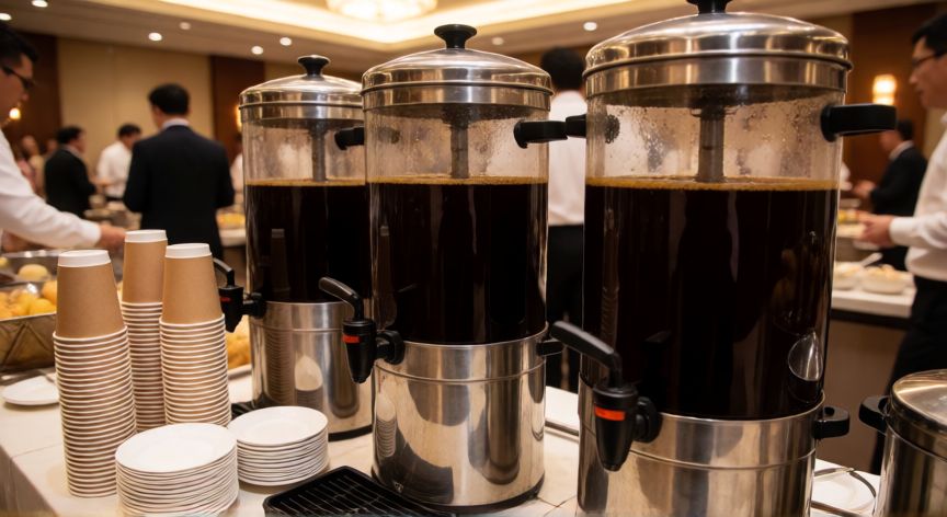 como hacer cafe para 50 personas, Dispensadores térmicos de café para servir a grandes cantidades en eventos