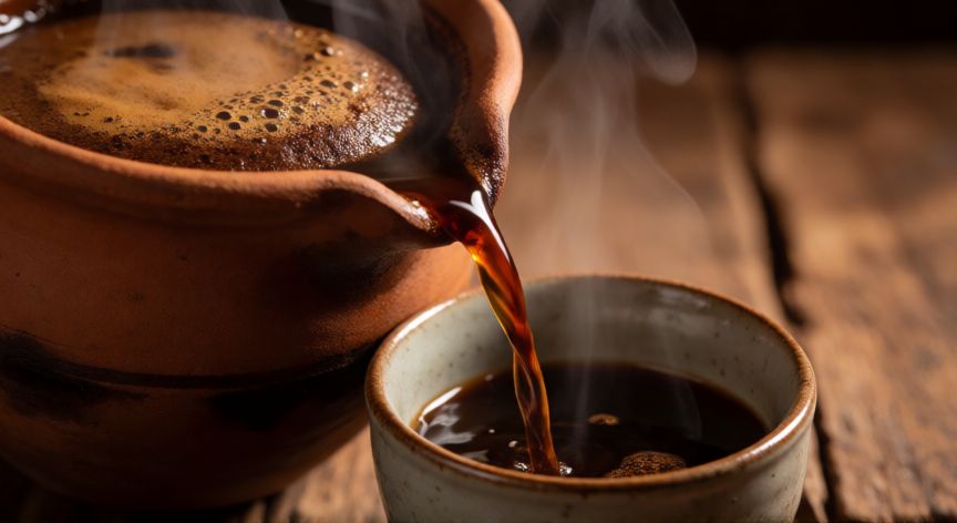 como hacer cafe pasado, Proceso de preparación de café pasado en olla de barro