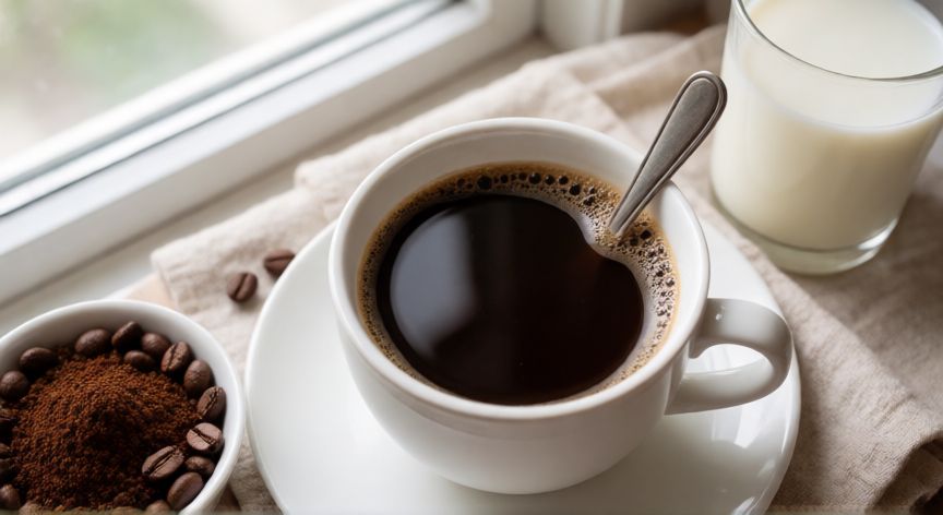 como hacer cafe pasado, Taza de café pasado recién preparado con leche