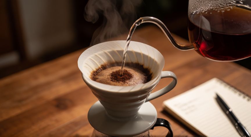 como hacer cafe tempera, Proceso de preparación de café en V60 con agua a temperatura controlada
