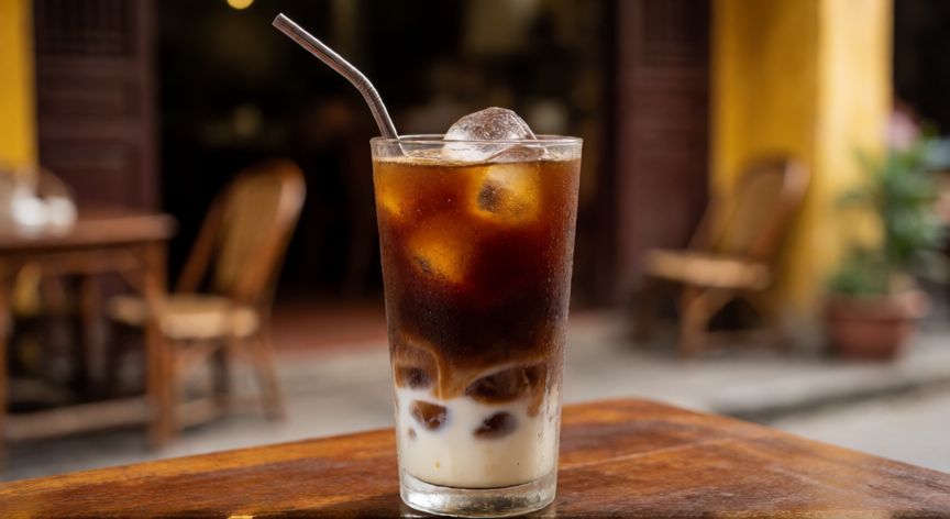 como hacer cafe vietnamita, Vaso de café vietnamita con leche condensada y hielo