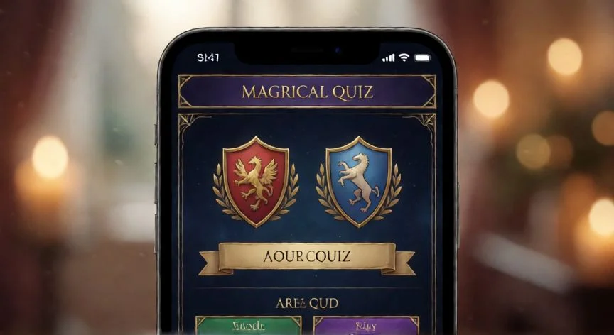como hacer de nuevo el test de wizarding world, Pantalla de móvil mostrando el test de las casas de Hogwarts