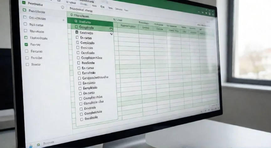 como hacer desplegables en excel, Ejemplo de una celda con menú desplegable activo en una hoja de cálculo