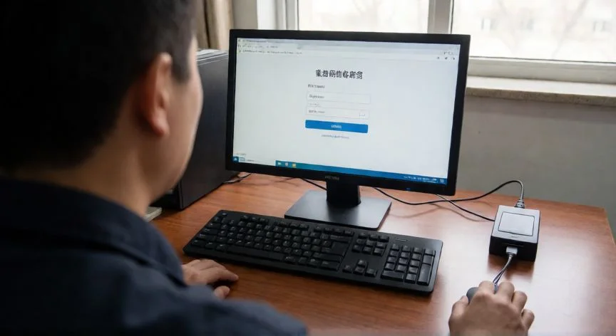 como hacer dni electronico, Usuario activando su identidad digital con lector USB en una oficina