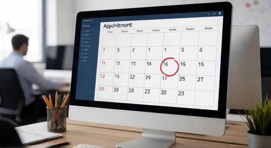 como hacer dni nuevo si lo perdi, Pantalla de ordenador mostrando una cita previa en el calendario