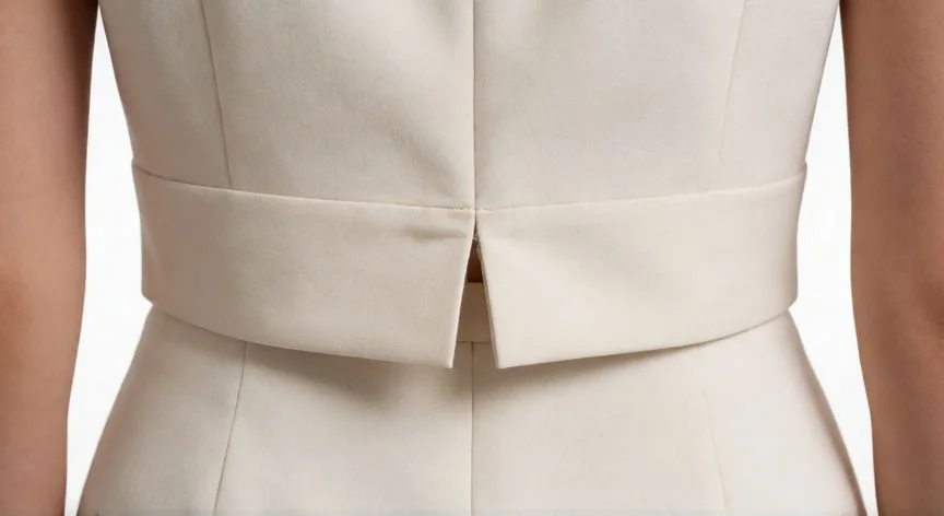 como hacer dobladillo invisible a mano, Ruedo de pantalón beige con dobladillo doble planchado acabado profesional