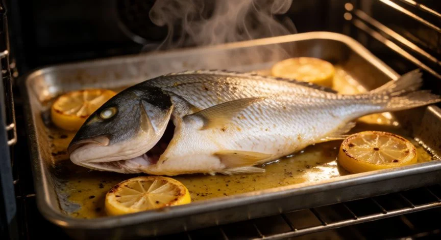 como hacer dorada al horno, Dorada al horno cocinada y dorada con limones asados