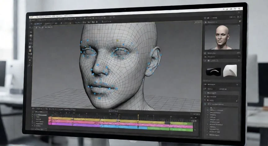 como hacer el nuevo filtro de instagram, Interfaz de software Spark AR mostrando el diseño de un filtro 3D