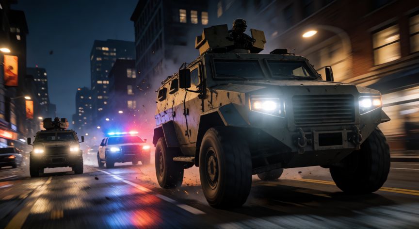 como hacer el nuevo golpe de gta 5, Vehículos blindados huyendo durante un asalto nocturno en GTA Online