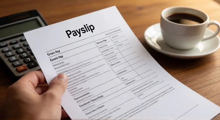 como hacer el nuevo recibo de sueldo, Empleada revisando su recibo de sueldo con el resumen de costo laboral