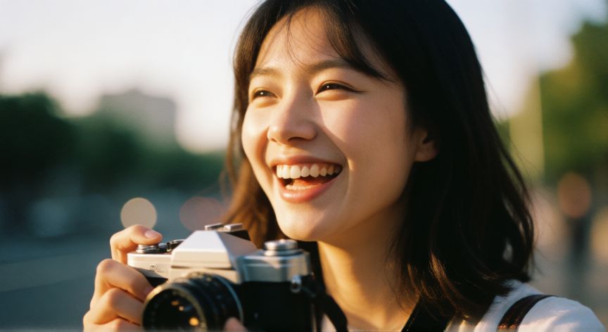 Fotografía espontánea estilo analógico con luz dorada para el nuevo trend
