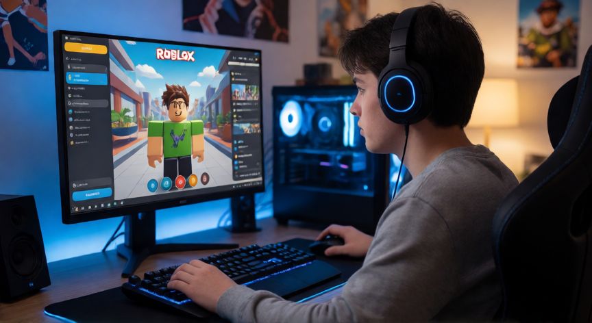 Jugador preparándose para grabar el trend de Roblox en su PC
