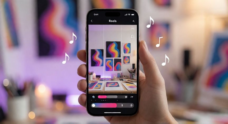 Pantalla de móvil mostrando la interfaz de creación de Reels en Instagram