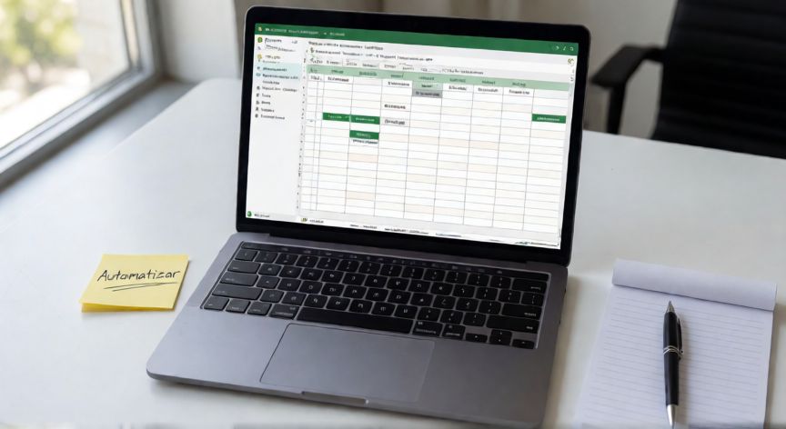 como hacer en excel macros, Hoja de Excel con botón de macro asignado y notas de trabajo en el escritorio