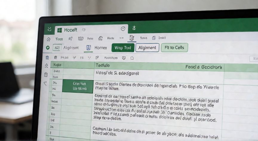 como hacer en excel que el texto se ajuste a la celda, Pantalla de Excel mostrando las opciones de alineación Ajustar al ancho y Rellenar texto en la pestaña Inicio