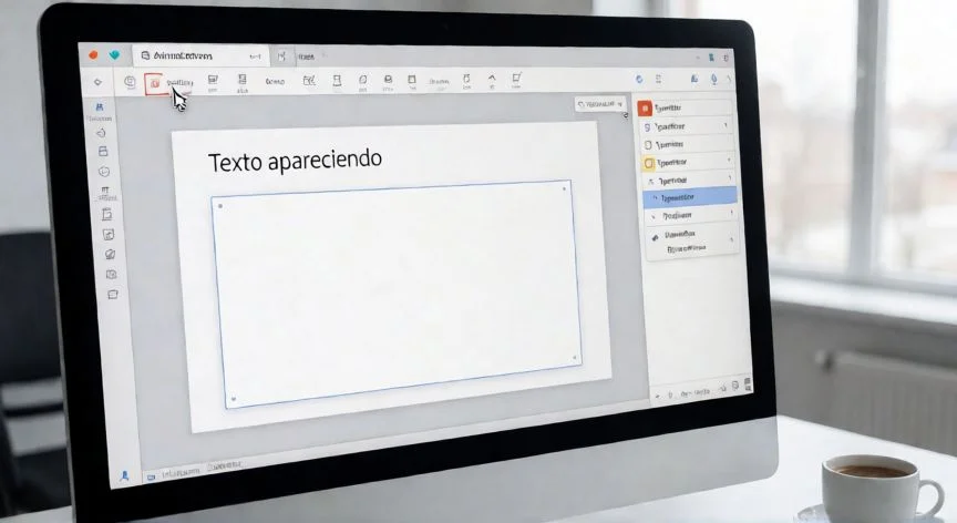 Pantalla de PowerPoint mostrando la pestaña Animaciones con el efecto Escritura seleccionado en el panel lateral