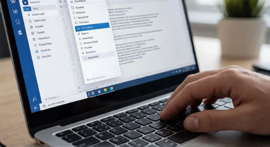 Pantalla de Word mostrando el menú de saltos de sección para dividir páginas