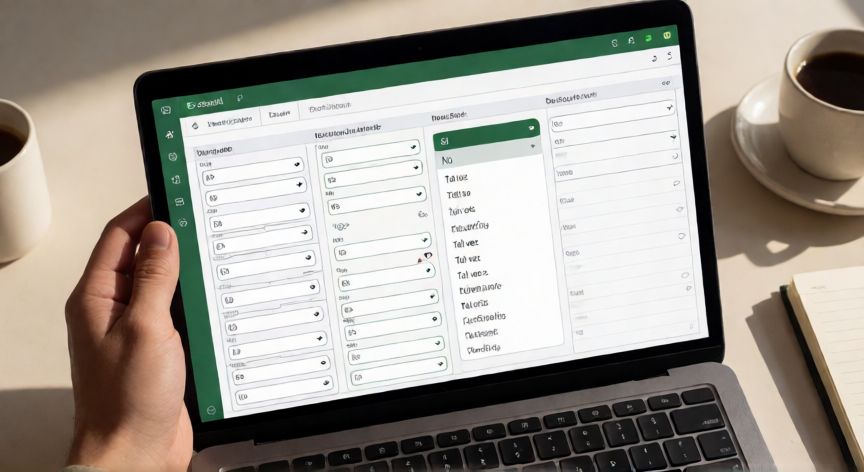 como hacer excel una lista desplegable, Menú desplegable activo en una hoja de Excel mostrando opciones de selección