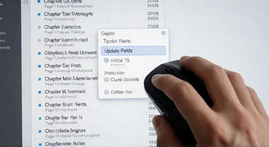 como hacer indice automatico en word, Actualizando un índice automático en Word mediante clic derecho
