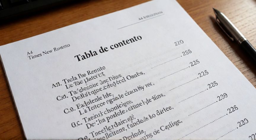 como hacer indice en word apa 7, Página impresa con índice en formato APA 7 con sangría escalonada y líneas punteadas hacia los números de página