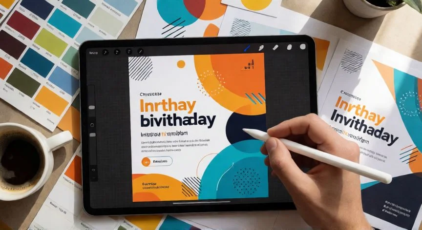como hacer invitaciones de cumpleaños, Pantalla de móvil mostrando invitación digital de cumpleaños con RSVP
