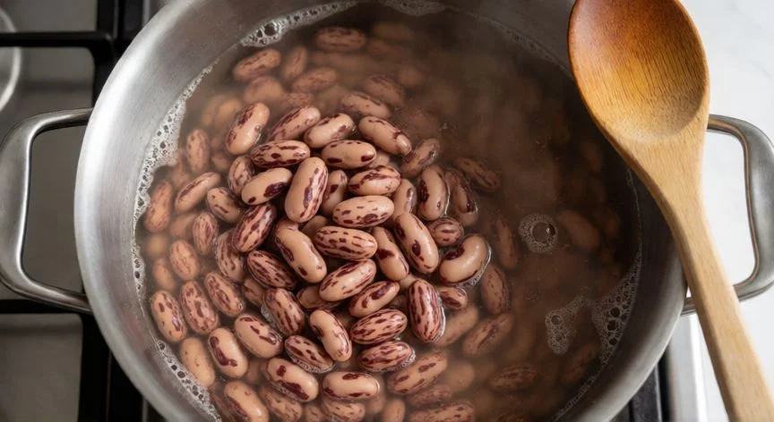 como hacer judias pintas, Cocción de judías pintas en olla a fuego lento