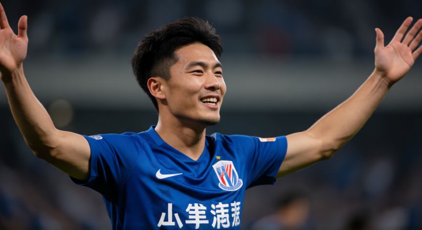 como hacer la celebracion de cada jugador en fc 25, Jugador de fútbol celebrando un gol con intensidad en el estadio