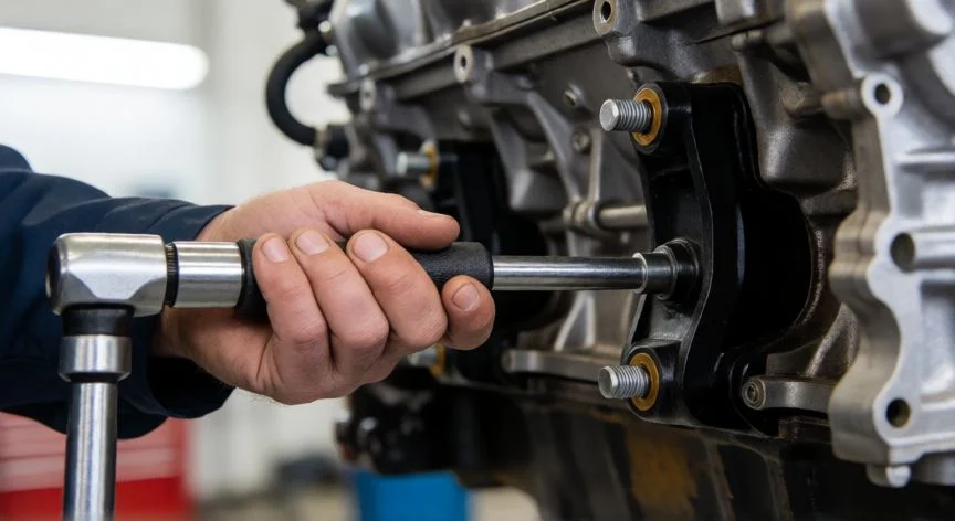 como hacer motor nuevo a un auto, Ajuste preciso de los soportes del motor con llave dinamométrica