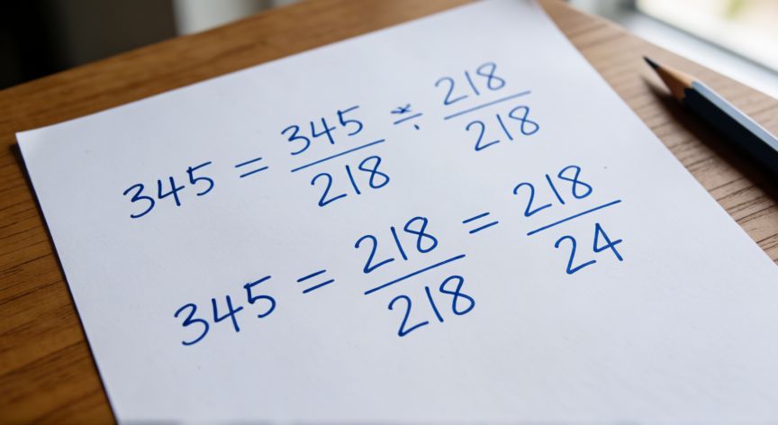 Hoja de papel con cálculos manuales de multiplicación de números decimales de tres cifras