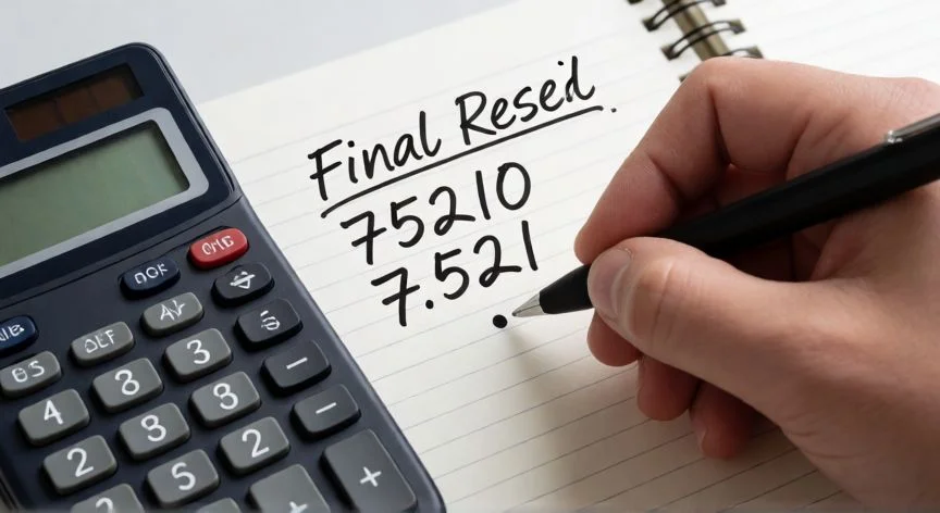 como hacer multiplicaciones con punto decimal de 3 cifras, Manos colocando el punto decimal en el resultado final de una multiplicación