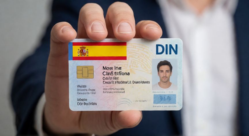 Persona sosteniendo un nuevo DNI español en la mano