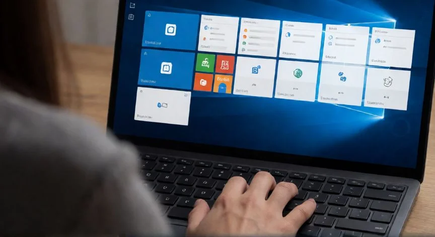 como hacer nuevo escritorio, Vista de tareas en Windows permitiendo organizar y mover ventanas entre escritorios virtuales