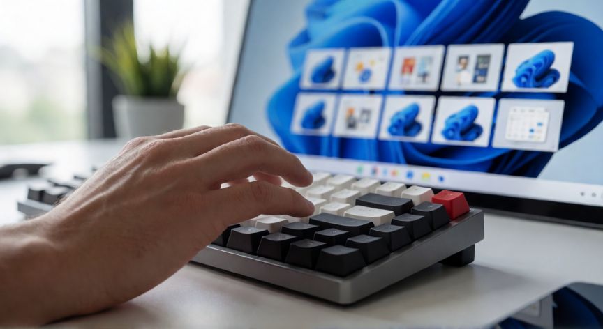 como hacer nuevo escritorio en windows, Mano usando atajo de teclado para crear escritorio virtual en Windows