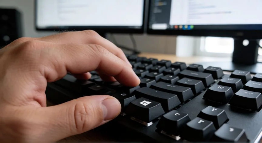 como hacer nuevo escritorio windows 10, Manos usando atajos de teclado en Windows para gestionar escritorios virtuales