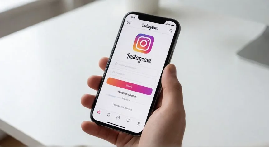 Persona registrándose en la aplicación de Instagram desde un smartphone